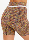 THE UPSIDE women's multi-coloured spacedye Seamless 5-Inch Spin Short offers a supportive, comfortable fit with ribbed waistband and arrow logo. Made for yoga and Pilates.