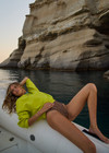 THE UPSIDE women's green organic cotton Paloma Crew is designed for a boxy fit and features a drop shoulder with ribbed neckline, cuffs, and hem. Made for lifestyle.