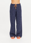 THE UPSIDE women's navy & white stripe Belize Charli Drawstring Pant is a low-rise regular fit, featuring a elasticated waistband with drawcord. Perfect for everyday.