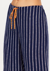 THE UPSIDE women's navy & white stripe Belize Charli Drawstring Pant is a low-rise regular fit, featuring a elasticated waistband with drawcord. Perfect for everyday.