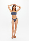 THE UPSIDE women's navy jacquard Secretos Bridie Bra offers a soft & supportive fit and features a scooped square neckline wih removable cups. Designed for yoga & pilates.