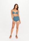 THE UPSIDE women's blue and turquoise Fiesta Fox Shortie features a mid-rise waistband in textured check fabrication. Designed for swim.