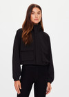 THE UPSIDE women's black Ace Shell Jacket is a water-resistant cropped zip-through jacket and features front pockets and an adjustable drawcord at waist. Made for running.