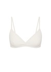 THE UPSIDE women's white Palais Rib Capri Bra is designed to be worn under sheer garments and features a v neckline with adjustable straps in a soft ribbed fabrication. Made for lifestyle.