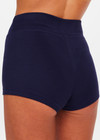 THE UPSIDE women's navy Palais Rib Fox Shortie is designed to be worn under sheer garments and features a folded waistband in a soft ribbed fabrication. Made for lifestyle.