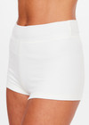 THE UPSIDE women's white Palais Rib Fox Shortie is designed to be worn under sheer garments and features a folded waistband in a soft ribbed fabrication. Made for lifestyle.