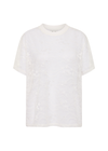 THE UPSIDE women's white Memento Lace Sammi Tee is designed to be sheer, oversized and can be paired with the Capri Bra for coverage. Made for lifestyle.