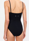 THE UPSIDE women's black Lara One Piece is fully lined and features a square neckline with a scooped back, rouleau straps and soft matte fabrication. Made for swim.