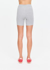 THE UPSIDE women's grey cotton Flash 5Inch Spin Short offers a mid-rise design in stretch jersey fabrication with no front seam. Made for yoga & pilates.