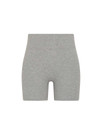 THE UPSIDE women's grey cotton Flash 5Inch Spin Short offers a mid-rise design in stretch jersey fabrication with no front seam. Made for yoga & pilates.