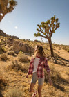 THE UPSIDE women's red plaid Boyfriends Carpenter Shirt is a collared long sleeve button-up in soft fabrication with patch pockets at chest. Made for lifestyle.