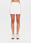 THE UPSIDE women's cream recycled soft peached Courtship Becket Mini Skirt is a panelled tennis skirt featuring an internal short external pockets with contrast striped elastic detailing at waistband. Made for tennis, gold & pickleball.