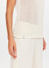 THE UPSIDE women's cream organic cotton Fenway Wales Knit Tank is designed for a relaxed basketball fit and features a ribbed neckline and armholes in contrast tan. Made for everyday.
