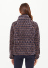 THE UPSIDE women's navy & camel Castilla Harlow Pullover is a relaxed pull over style fleece with raglan sleeves in our castilla "TU" design and features zip pockets, crafted from a recycled sherpa fabrication. Perfect for cooler weather.