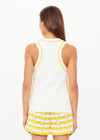 THE UPSIDE women's cream Veneto Amir Knit Tank features a scoop neckline with yellow stripes along side seams. Made for lifestyle.