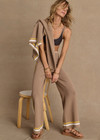THE UPSIDE women's mocha Veneto Kansas Knit Pant is a wide-leg fit with a soft elastic waistband and short splits at hem. Made for lifestyle.