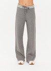 THE UPSIDE women's grey Rivington Alix Knit Pant features a double knit, straight leg fabrication with a cream ribbed waistband and navy striped drawcord. Made for lifestyle.