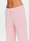THE UPSIDE women's pink organic cotton french terry McGrath Willow Wide Leg Pant is a high-rise wide leg fit with side pockets and an elasticated waistband with a drawcord. Made for everyday wear.