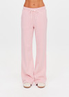 THE UPSIDE women's pink organic cotton french terry McGrath Willow Wide Leg Pant is a high-rise wide leg fit with side pockets and an elasticated waistband with a drawcord. Made for everyday wear.
