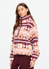 THE UPSIDE women’s recycled Harlow Fleece Pullover offers a relaxed fit and features a quarter zip front, zip pockets, elasticated waist and cuffs and all over jacquard print. Made for lifestyle.