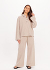 THE UPSIDE women's grey recycled cotton Soho Rhea Collared Top features a relaxed fit and a brushed finish, button front opening and wide sleeve silhouette. Made for lifestyle.