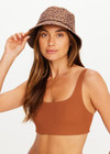 THE UPSIDE women’s leopard 100% cotton Javan Bucket Hat is lightweight with an adjustable inner brim with ribbon and a logo pip at edge. Made for lifestyle.