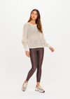 THE UPSIDE women's cream organic cotton Sebastian Knit Crew offers a relaxed fit with an open knit construction and ribbed trims. Made for lifestyle.