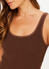 THE UPSIDE women's brown organic cotton Del Rey Pointelle Tank Top offers a soft and comfortable fit and features scoop necklines and tonal lace edge trim. Made for lifestyle.
