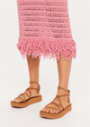 THE UPSIDE women's pink organic cotton Bahia Helena Knit Fringe Dress is designed for a relaxed fit, featuring a low scoop back, loose knit construction and fringed hem detailing. Made for lifestyle.