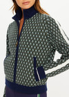 THE UPSIDE women's Viva Margot Knit Jacket is a regular fit, featuring a geo jacquard knit design, contrast stripe detailing and front patch pockets. Made for lifestyle.