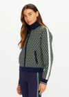 THE UPSIDE women's Viva Margot Knit Jacket is a regular fit, featuring a geo jacquard knit design, contrast stripe detailing and front patch pockets. Made for lifestyle.