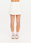 THE UPSIDE women’s cream recycled Cadiz Pleated Skirt is designed for a true to size fit and features a pleated design, built in inner short with pockets and drawcord detail. Made for tennis.