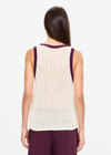 THE UPSIDE women's cream organic cotton Fenway Wales Knit Tank is designed for a relaxed fit and features a basketball-inspired tank silhouette, open knit construction and contrast rib detailing. Made for lifestyle.