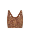 THE UPSIDE women’s leopard recycled peached Javan Jade Sports Bra is designed for a supportive fit and features a full coverage shape, racerback and removable cups. Made for yoga and pilates.