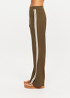 THE UPSIDE women's green Petra Flare Pant combines a true-to-size mid rise fit with side seam pockets, striped side tape and hem splits. Made for lifestyle.