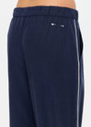 THE UPSIDE women's navy Lago Elita Pant is designed for a true-to-size mid rise fit and features a wide leg silhouette, side pockets and an adjustable drawcord waist. Made for lifestyle.