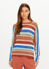 THE UPSIDE women's stripe Iza Milla Long Sleeve Knit Top is designed for a relaxed fit and features a semi sheer lightweight knit and multicolour stripe detailing. Made for lifestyle.