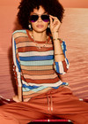 THE UPSIDE women's stripe Iza Milla Long Sleeve Knit Top is designed for a relaxed fit and features a semi sheer lightweight knit and multicolour stripe detailing. Made for lifestyle.