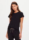 THE UPSIDE women's black organic cotton Avalon Crew Neck Baby Tee is a everyday staple made from soft organic cotton jersey and finished with an embroidered arrow logo at back. The perfect everyday tee, made to last.