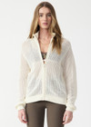 THE UPSIDE women's cream Hunter Knitted Jacket is designed for a relaxed fit and features an open knit construction and zipper opening. Made for lifestyle.