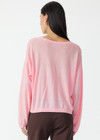 THE UPSIDE women's pink Rylee Knit Button Top is crafted from a lightweight organic cotton linen fabrication and features dropped shoulders and pink pearlised buttons. Made for lifestyle.