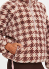 THE UPSIDE women's check recycled Palacio Harlow Fleece Pullover is relaxed fit with quarter-zip woven binds and zip pockets. Made for lifestyle.