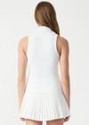 THE UPSIDE women’s white Game Greer Collared Tank Top is a soft, supportive fit with a low V-neck, bound armholes, collar and placket. Made for tennis.