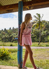 THE UPSIDE women’s pink cotton viscose Dolly Knit Tank Top is a relaxed-fit retro basketball style with contrast stripe rib at the neck and armholes. Made for lifestyle.