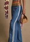 THE UPSIDE women's blue lyocell Lykke Marnie Wide Leg Pant is designed for a high-rise fit and features an elasticated waistband and cream binds down the side seams. Made for lifestyle.