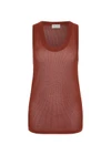 THE UPSIDE women's brown nylon viscose Wales Knit Tank Top is designed for a relaxed fit and features a basketball shape with ribbed neckline and armholes. Made for lifestyle.
