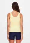 THE UPSIDE women's yellow organic cotton Del Rey Pointelle Tank Top features a scooped front and back neckline, and ruffle lace edge tonal trim. Made for lifestyle.