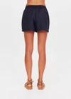 THE UPSIDE women's stripe Wool Iggy Short is a relaxed, mid-rise fit and features cream piping along side seams and maroon paracord drawcord. Made for lifestyle.