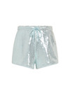 THE UPSIDE women's blue Austen Sequin Short is a mid-rise fit and features a curved hem, and a light blue elasticated drawcord. Made for lifestyle.