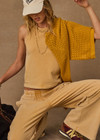 THE UPSIDE women's yellow Soho Hunter Tank Top features a high neckline and is crafted from our soft brushed recycled cotton fabrication. Made for everyday leisure.